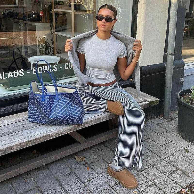 Milly | Gestreepte Lounge Broek - Comfortabel, Stretch met Lage Taille