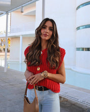 Elena | Mouwloos Gebreid Vest Met Zakken