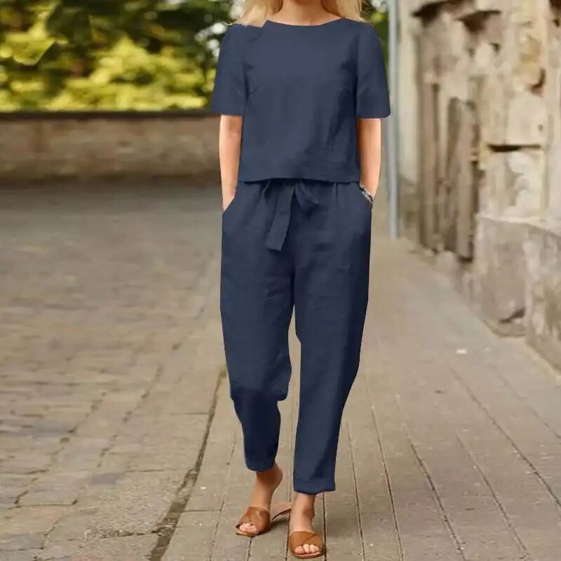 Comfortabele Tweedelige Linnen Set voor Dames