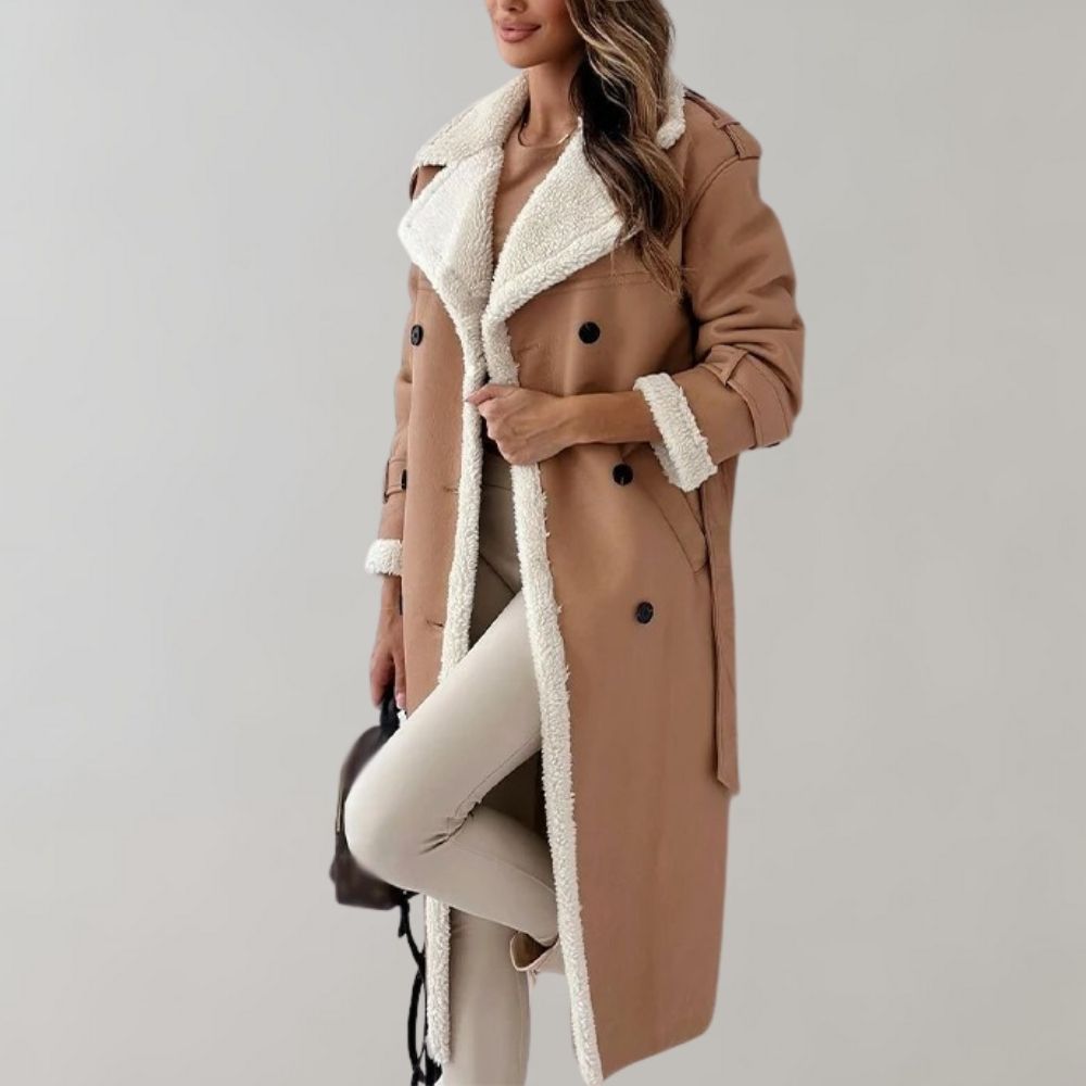 Diewke | Lange Dames Winterjas met Imitatiebont – Elegant & Warm