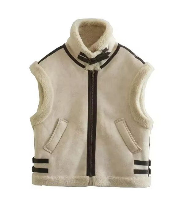 Clinty | Leer Look Dames Vest met Teddy Voering – Warm & Modieus