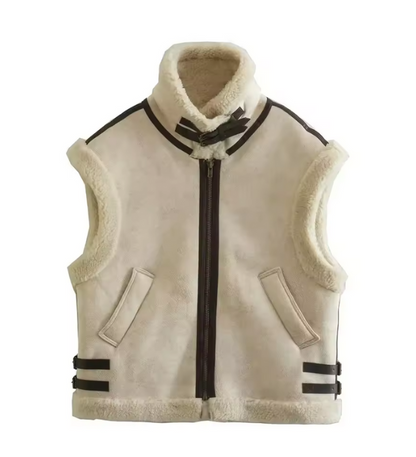 Clinty | Leer Look Dames Vest met Teddy Voering – Warm & Modieus