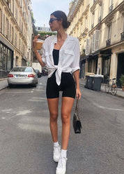 Caitlin | Zwart Ribbed Bodysuit Dames – Naadloos & Sculptend