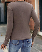 V-Hals Lange Mouwen T-Shirt voor Dames