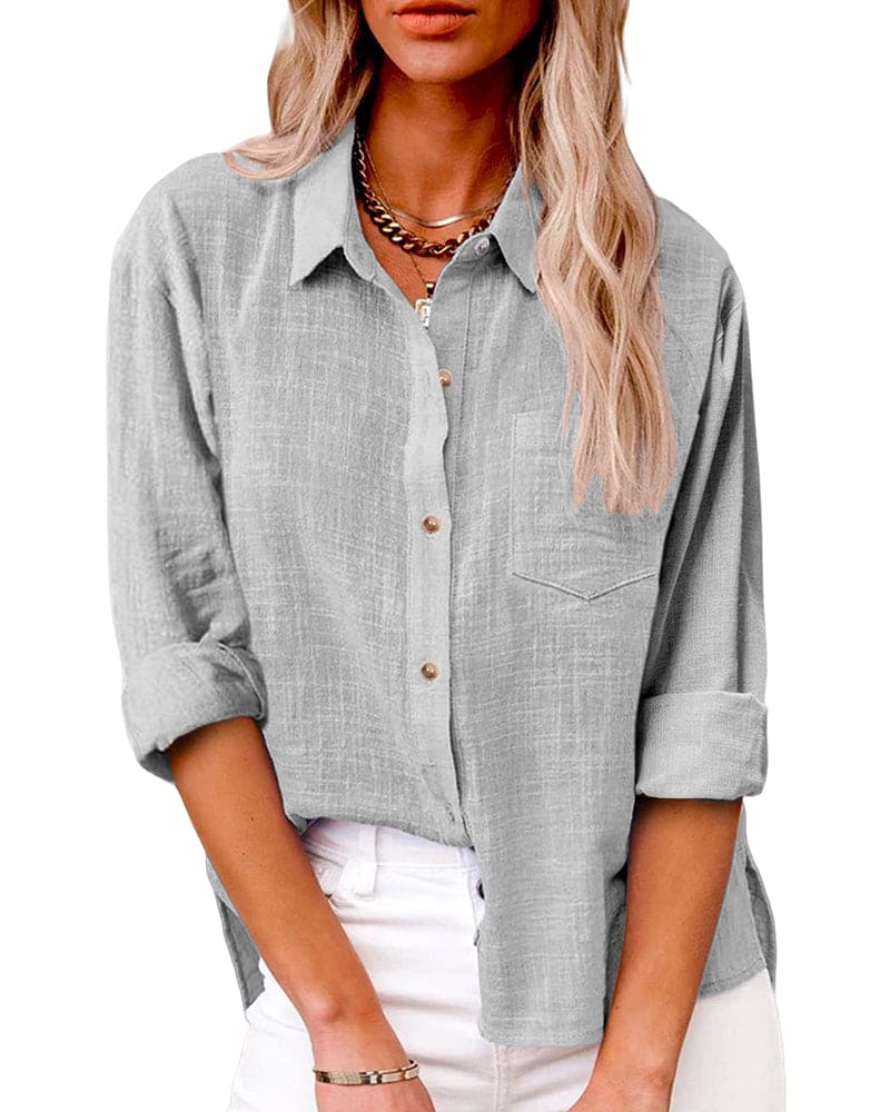 Christiane | Blouse met Lange Mouwen en Zakken
