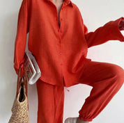 Doutzen | Casual Chic Twee-delig Katoenen Pak Dames