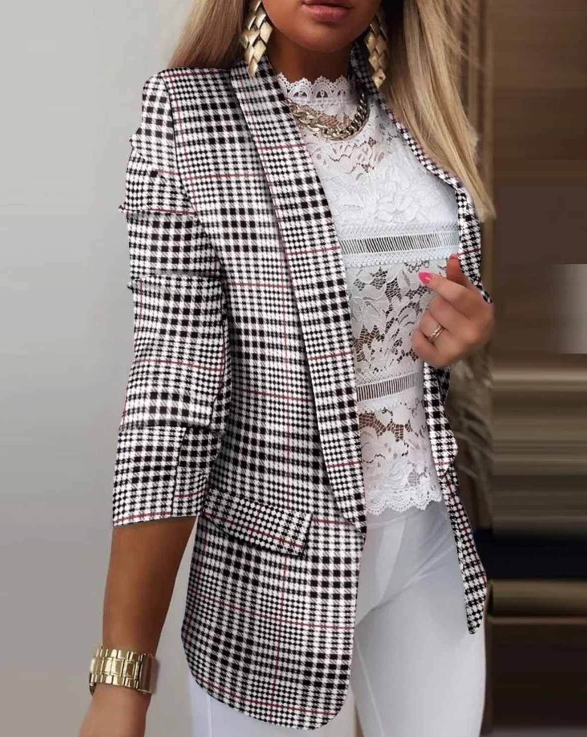 Chique Blazer met Stijlvolle Print