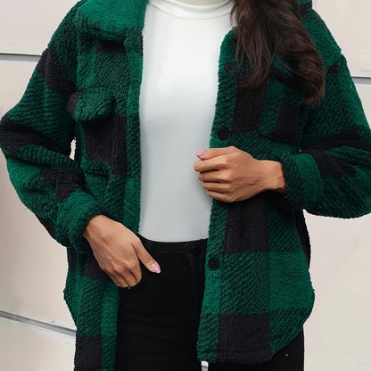Ciska | Fleece Tussenjas met Blokpatroon Dames – Warm & Comfortabel