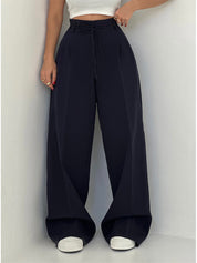 Margy | Hoge Taille Pantalon met Wijde Pijpen - Stretch Stof Dames