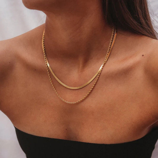 Maree | Gelaagde Gouden Ketting met Dubbele Schakel