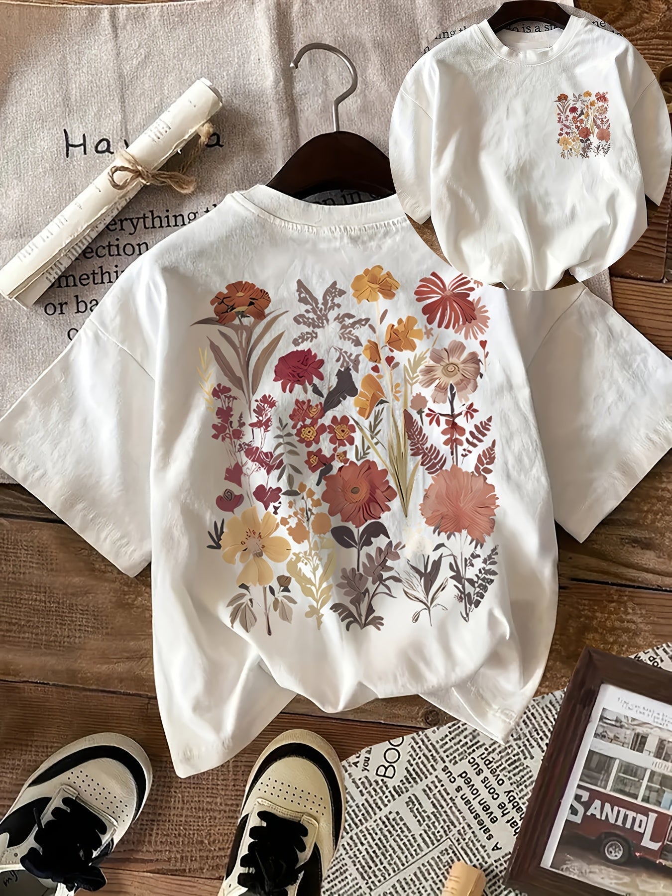 Shaney | T-shirt met Korte Mouwen en Bloemenprint