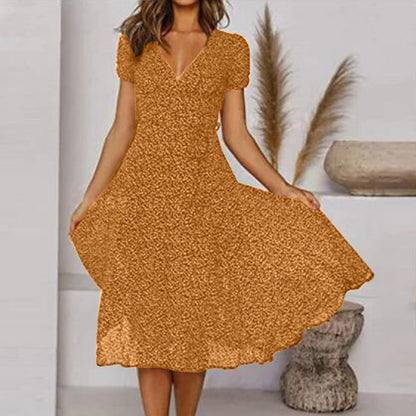 Zomerse Midi-Jurk met V Hals voor Dames