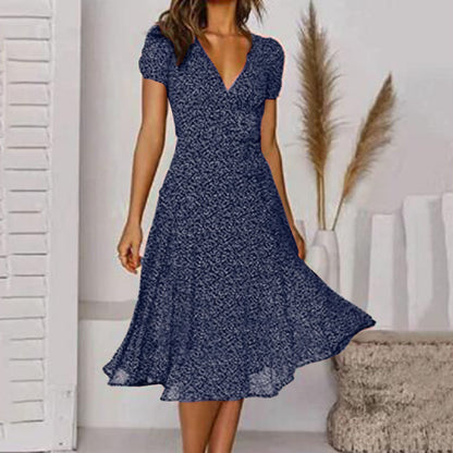 Zomerse Midi-Jurk met V Hals voor Dames