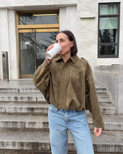 Fabiane | Oversized Suède Leren Jas voor Dames – Warm & Stijlvol