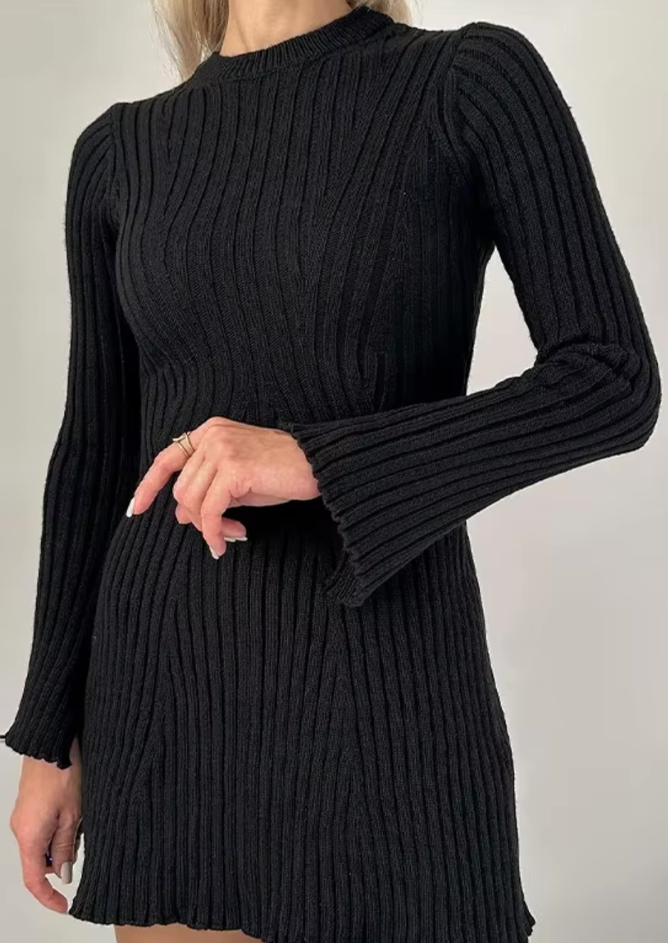 Darina | Comfort Rib Gebreide Midi Sweater Jurk Dames – Zacht & Elegant