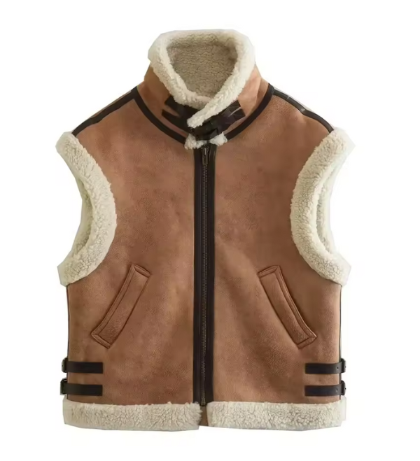 Clinty | Leer Look Dames Vest met Teddy Voering – Warm & Modieus