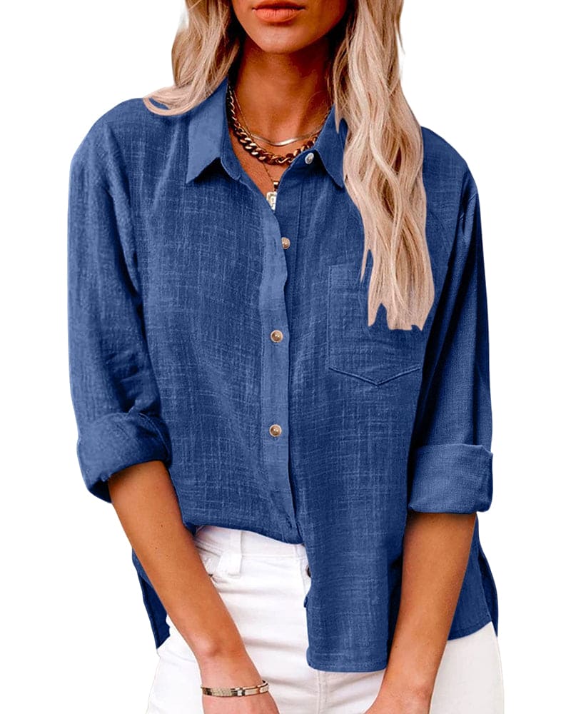 Christiane | Blouse met Lange Mouwen en Zakken