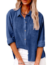 Christiane | Blouse met Lange Mouwen en Zakken