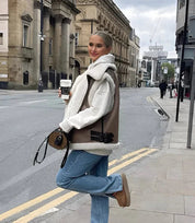 Clinty | Leer Look Dames Vest met Teddy Voering – Warm & Modieus