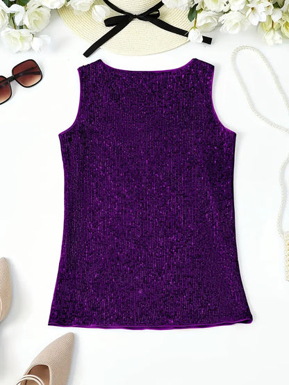 V-Hals Glitter Pailletten Top