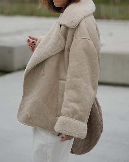 Aira | Biker Look Winterjas met Teddy Voering – Warm & Stoer