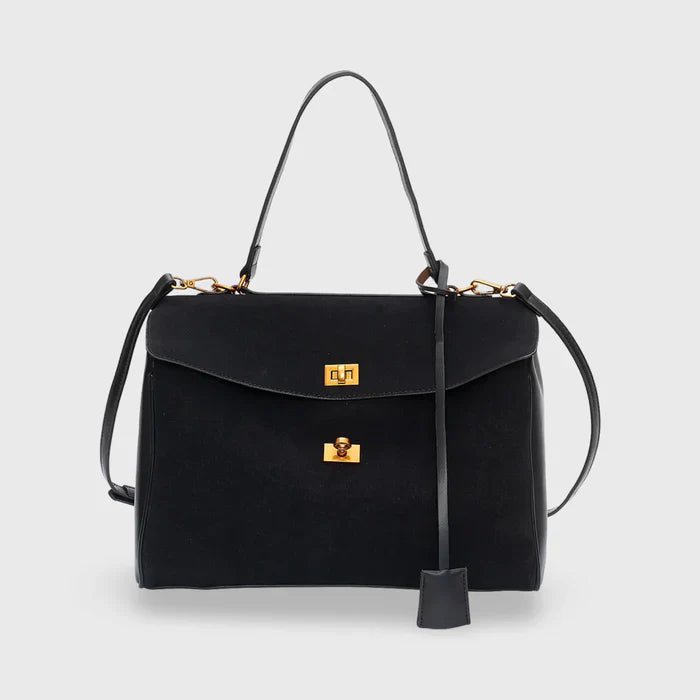 Jule | Premium Schoudertas van Suéde met Vegan Leren Afwerkingen