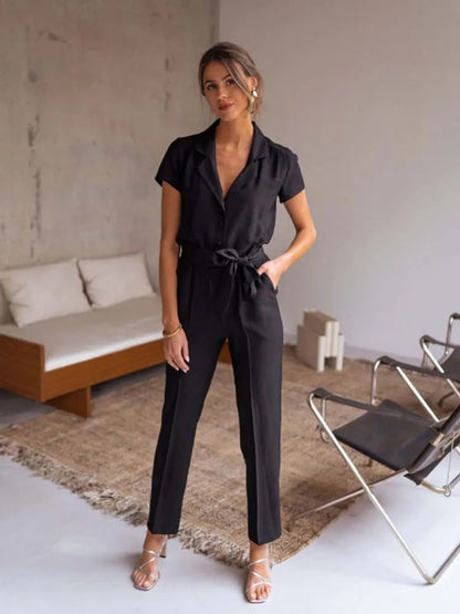 Yazzi | Elegante Casual Jumpsuit met V-hals en Riem