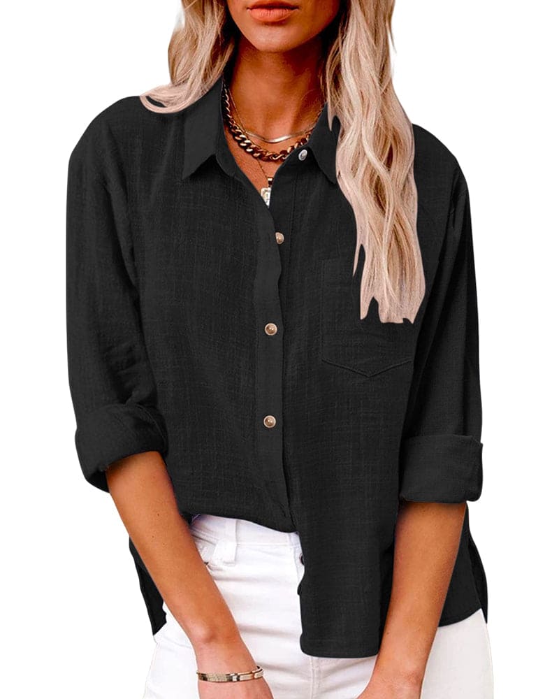Christiane | Blouse met Lange Mouwen en Zakken