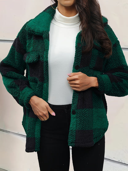 Ciska | Fleece Tussenjas met Blokpatroon Dames – Warm & Comfortabel