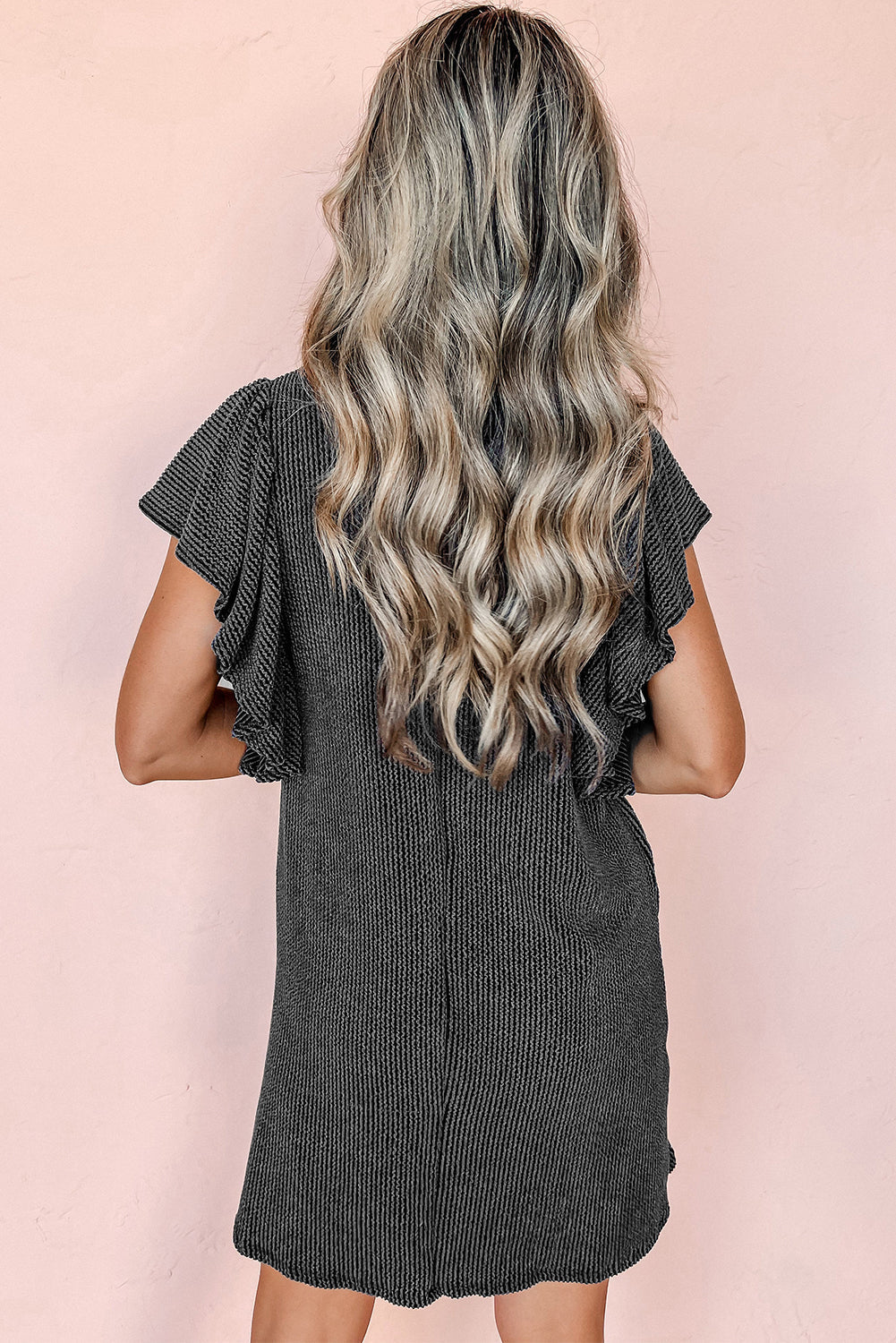 Aldene | Gestreepte Mini Jurk met Ruches Mouwen – Zomerse Flair