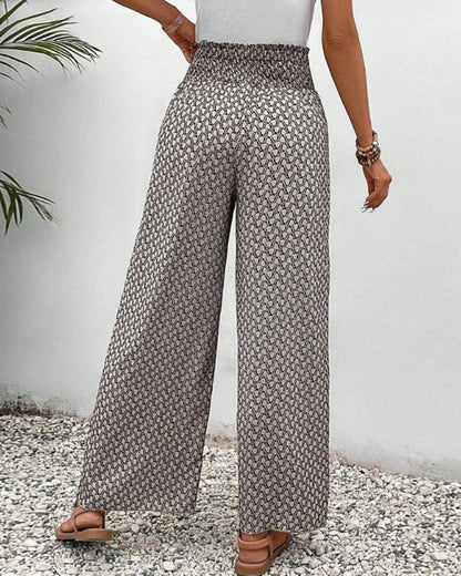Cissie | Wijde Elastische Broek met Print