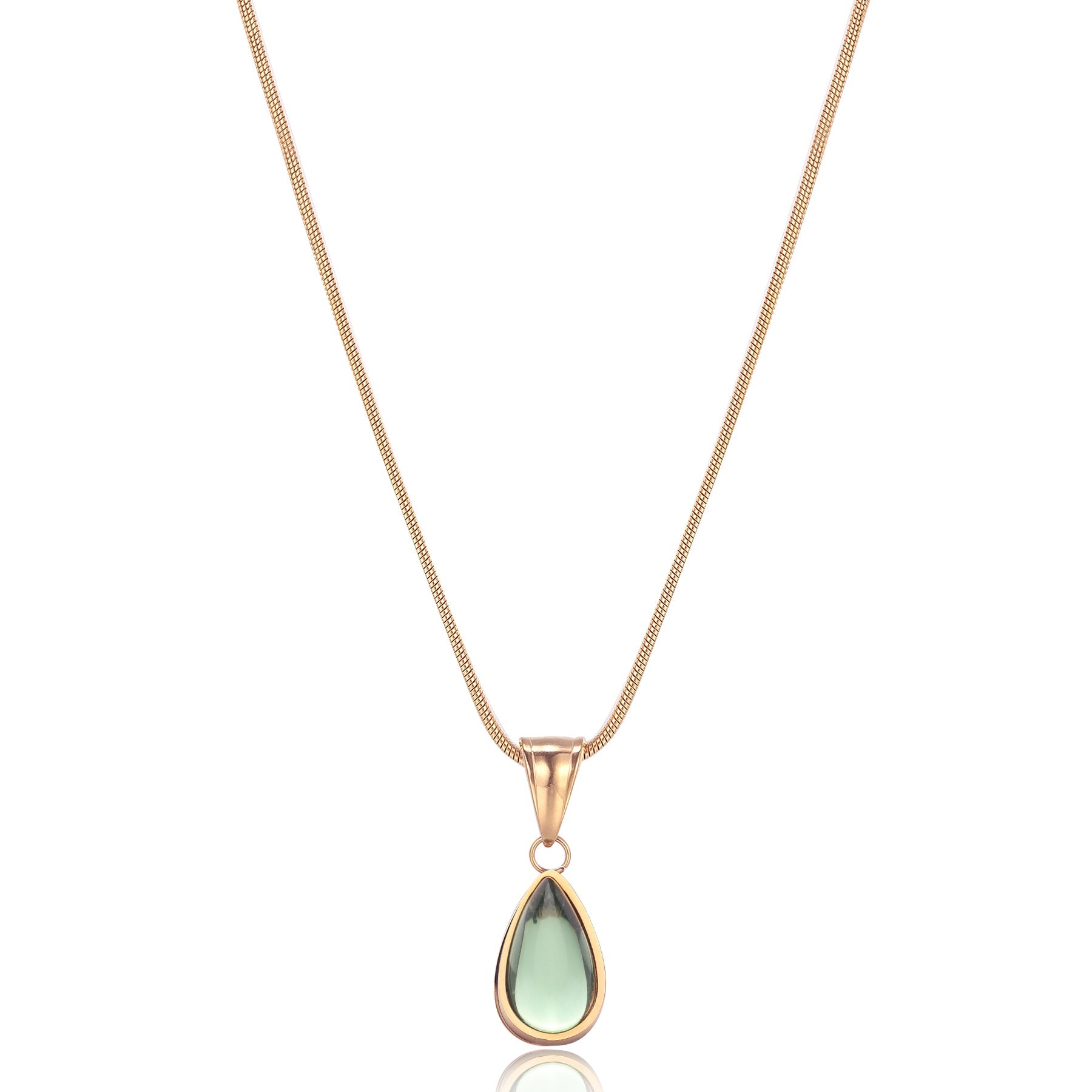 Yess | Elegant Goudkleurige Ketting met Olijfsteen