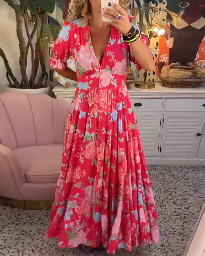 Zomerse Maxi-jurk met Diepe V-hals