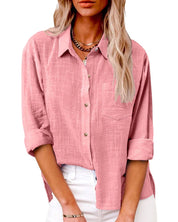 Christiane | Blouse met Lange Mouwen en Zakken