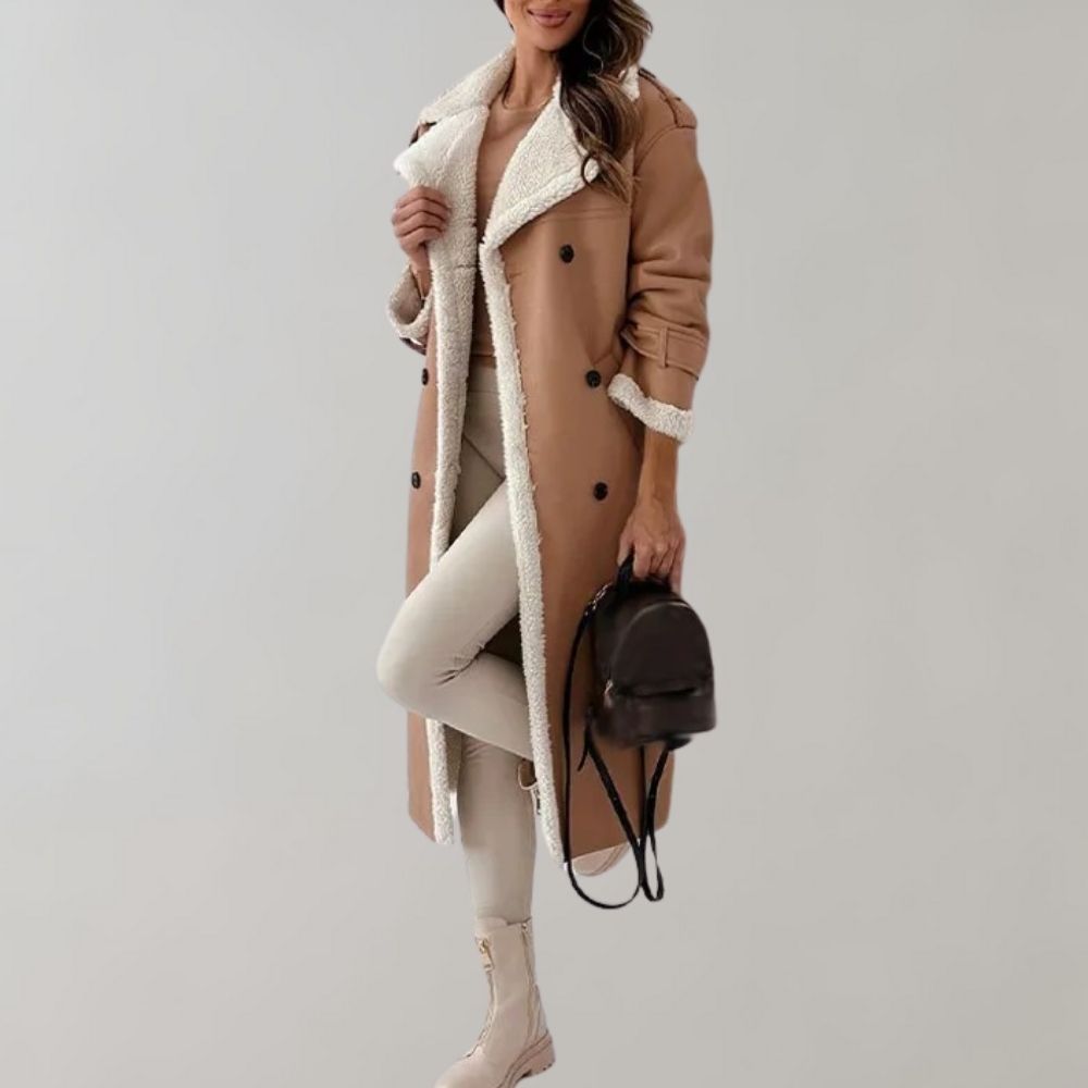 Diewke | Lange Dames Winterjas met Imitatiebont – Elegant & Warm
