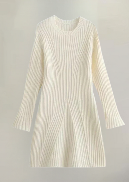 Darina | Comfort Rib Gebreide Midi Sweater Jurk Dames – Zacht & Elegant
