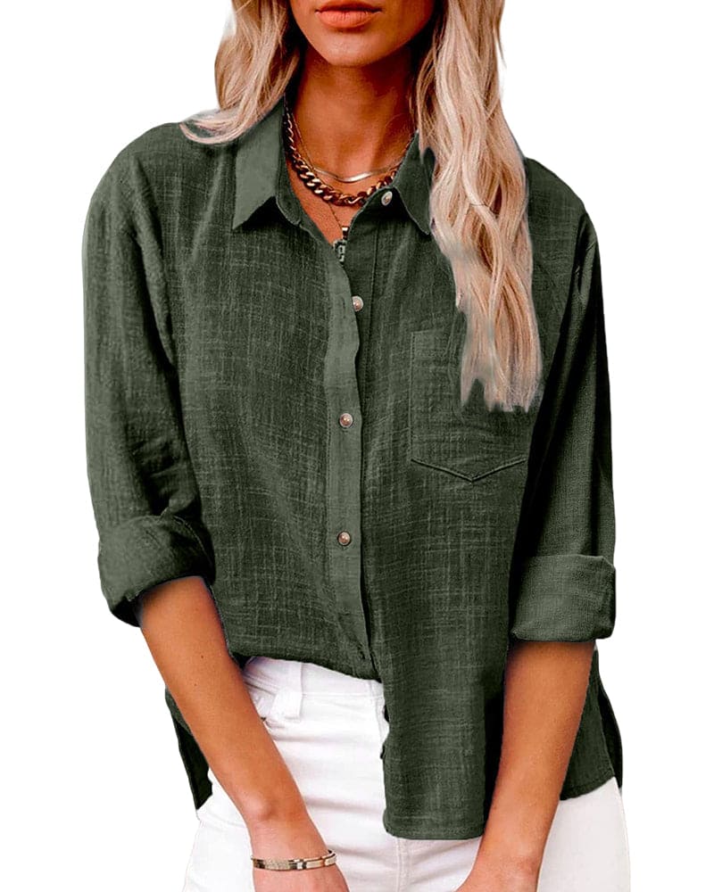 Christiane | Blouse met Lange Mouwen en Zakken