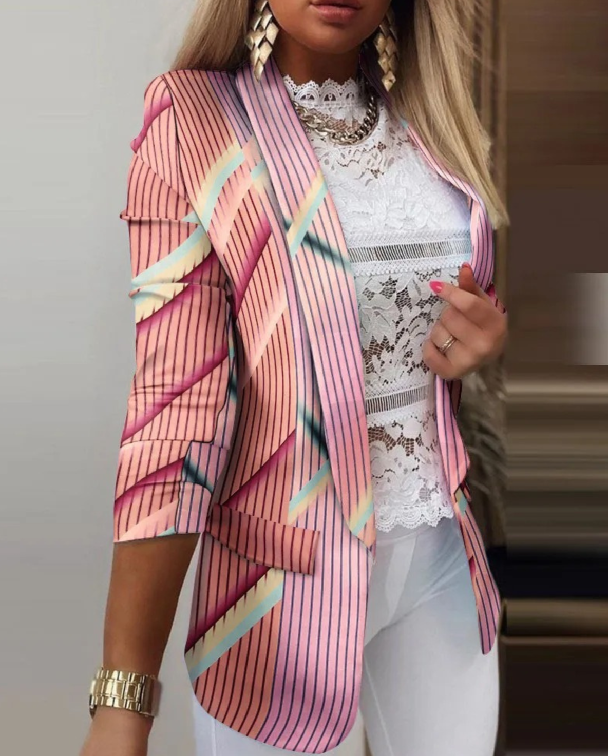 Chique Blazer met Stijlvolle Print
