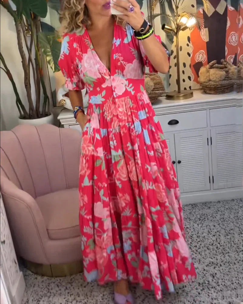 Zomerse Maxi-jurk met Diepe V-hals