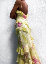 Mea | Gele Chiffon Maxi Jurk met Ruches