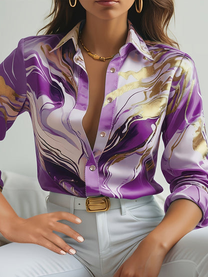 Daniela | Blouse met Abstracte Print en Lange Mouwen