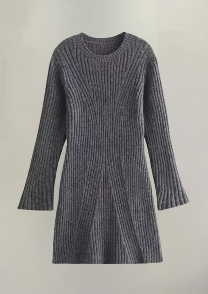 Darina | Comfort Rib Gebreide Midi Sweater Jurk Dames – Zacht & Elegant