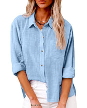 Christiane | Blouse met Lange Mouwen en Zakken