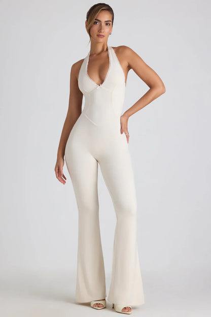 Lotima | Elegante Jumpsuit voor Dames met Open Rug en Kantafwerking