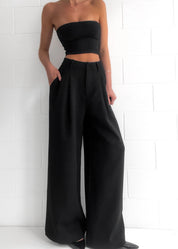 Mandi | Zwarte Hoge Taille Palazzo Pantalon