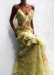 Mea | Gele Chiffon Maxi Jurk met Ruches