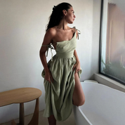 Dieka | Luchtige Linnen Lange Jurk