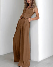 Alexa | Pinstripe Gilet en Broek Dames Set – Chic & Comfort