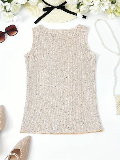 V-Hals Glitter Pailletten Top