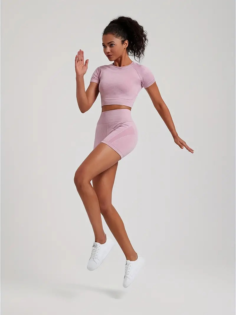 Elvira | High-Waist Tweedelige Gym Set – Shaping Legging & Cropped Top